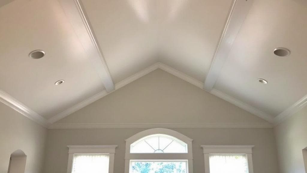 Same Cincinnati cathedral ceiling post-foam retrofit and re-paint