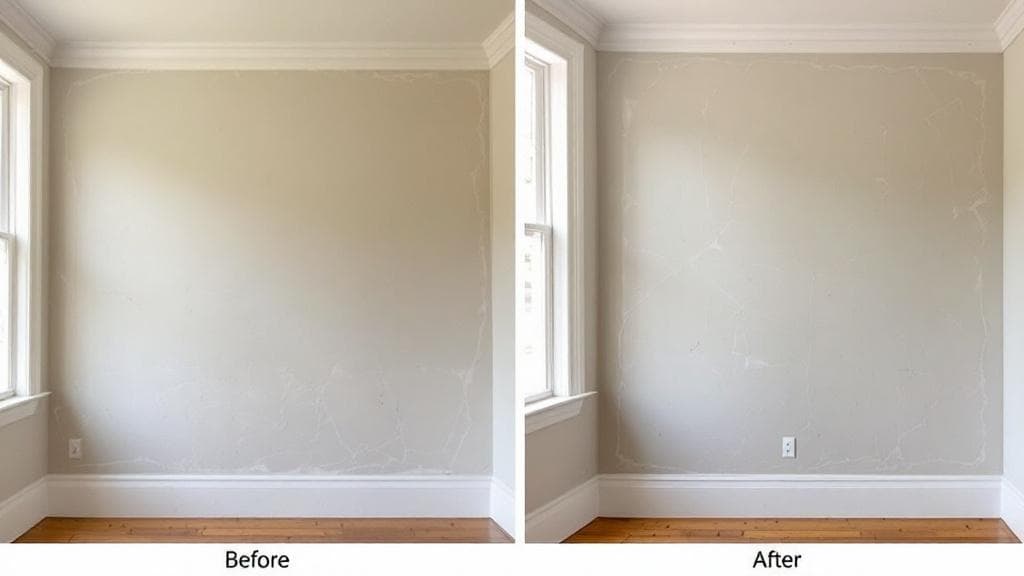 Same Hyde Park 1925 plaster wall after drill-and-fill, the patches invisible